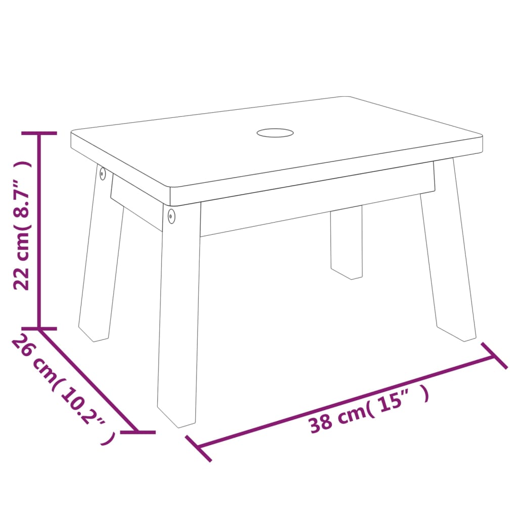 Sgabello 38x26x22 cm in Legno Massello di Acacia - homemem39
