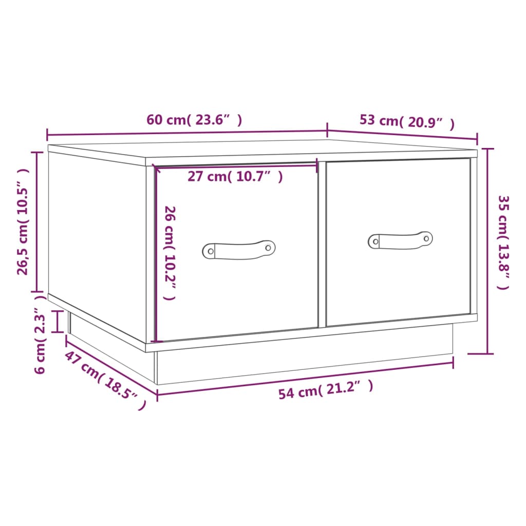Tavolino da Salotto 60x53x35 cm in Legno Massello di Pino | homemem39