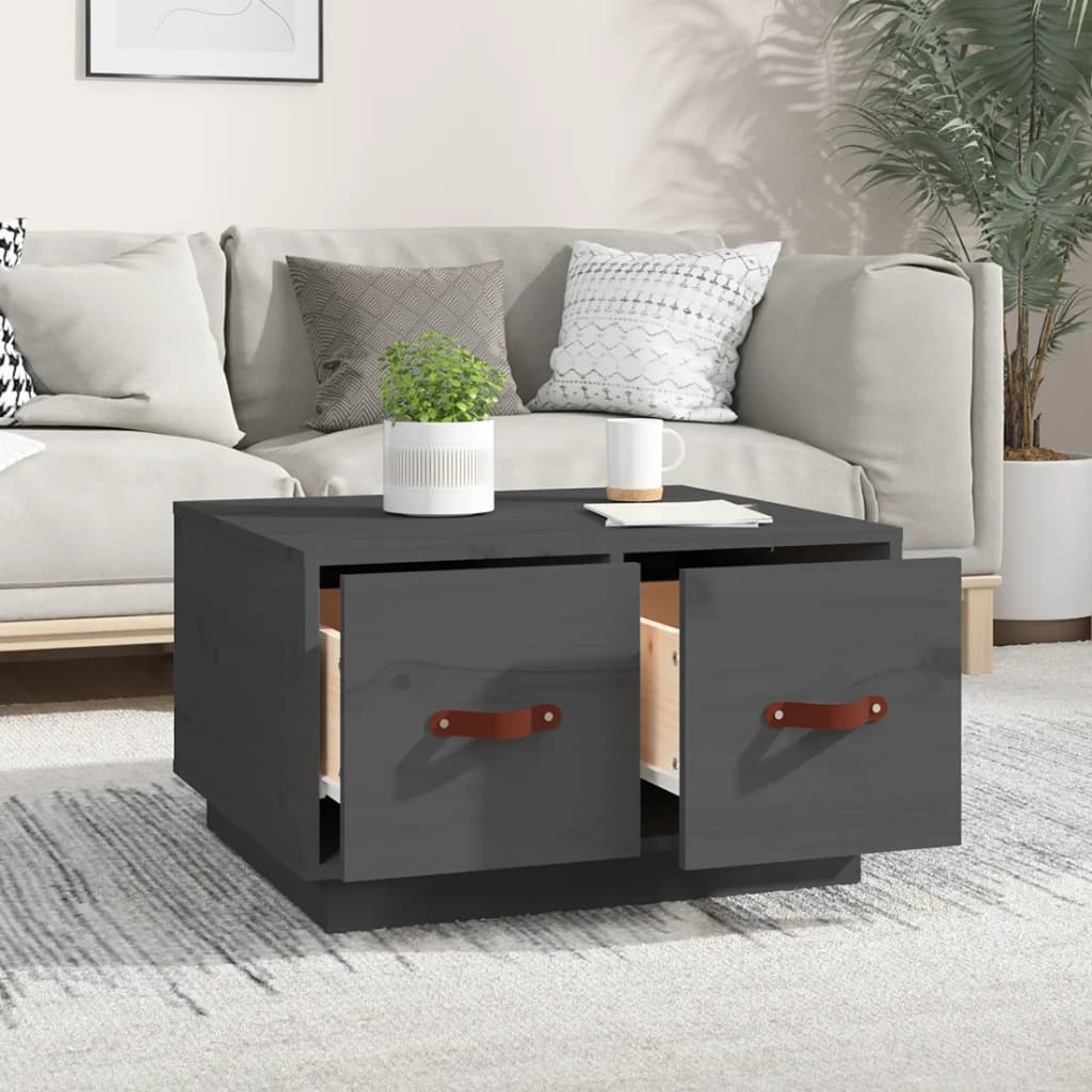 Tavolino da Salotto Grigio 60x53x35cm in Legno Massello di Pino | homemem39
