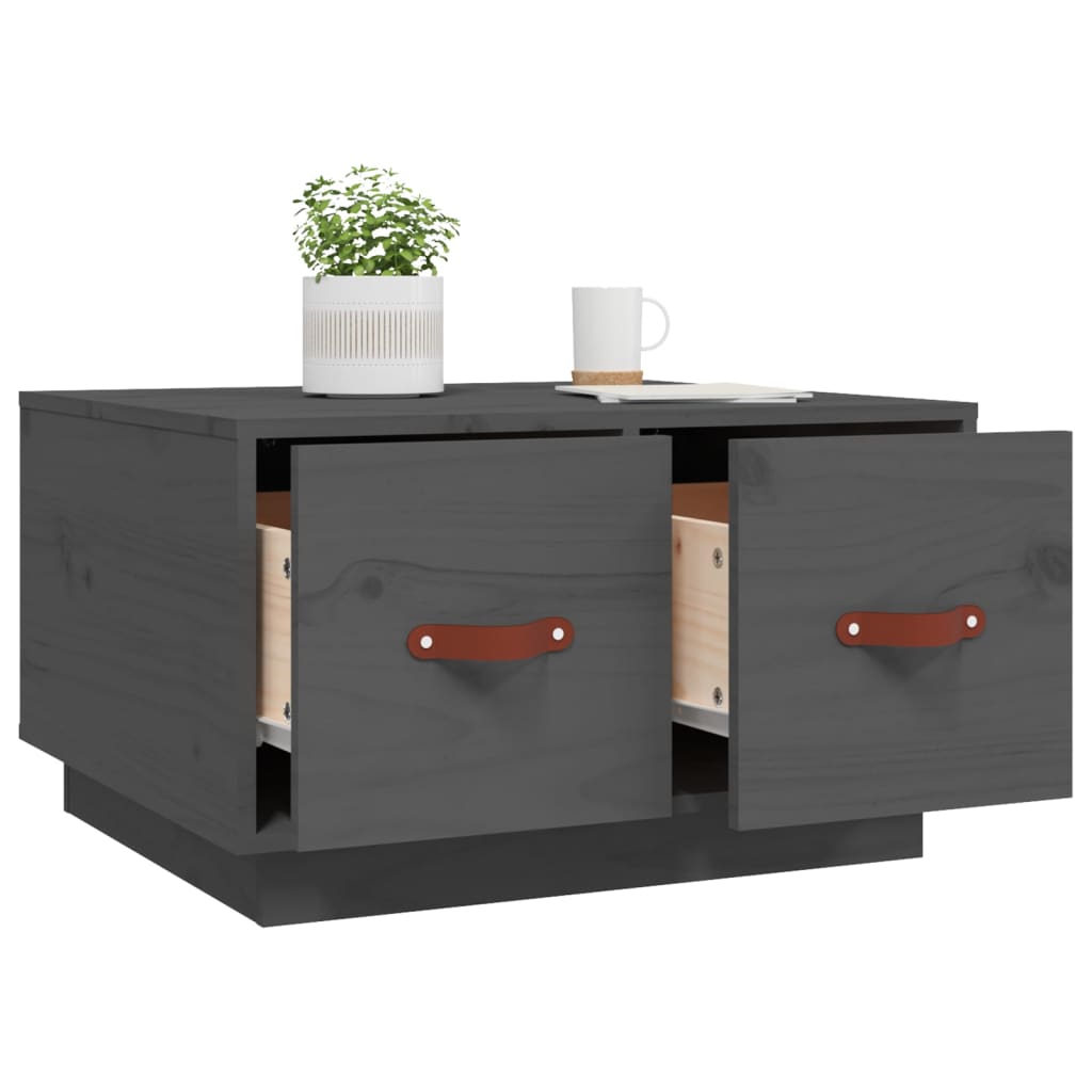 Tavolino da Salotto Grigio 60x53x35cm in Legno Massello di Pino | homemem39