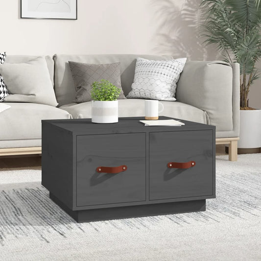 Tavolino da Salotto Grigio 60x53x35cm in Legno Massello di Pino | homemem39