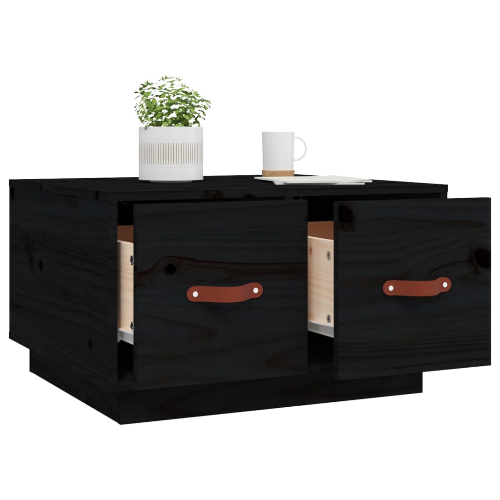 Tavolino da Salotto Nero 60x53x35 cm Legno Massello di Pino | homemem39