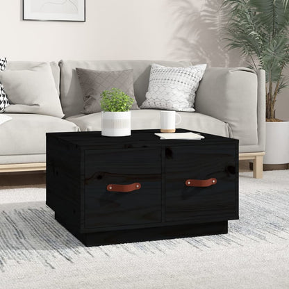 Tavolino da Salotto Nero 60x53x35 cm Legno Massello di Pino | homemem39