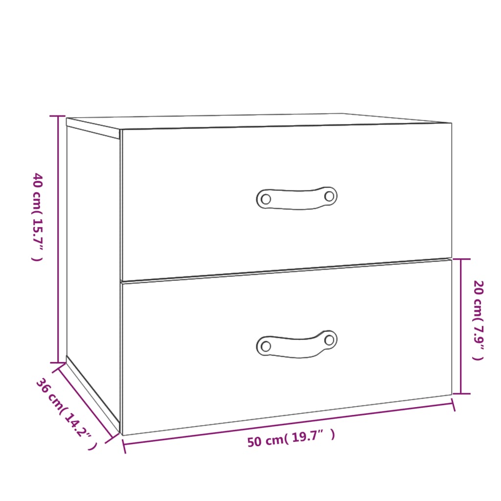 Comodino a Muro Bianco 50x36x40 cm - homemem39