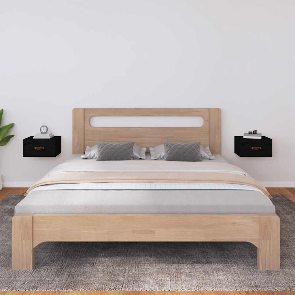 Comodini a Muro 2 pz Neri 40x29,5x22 cm