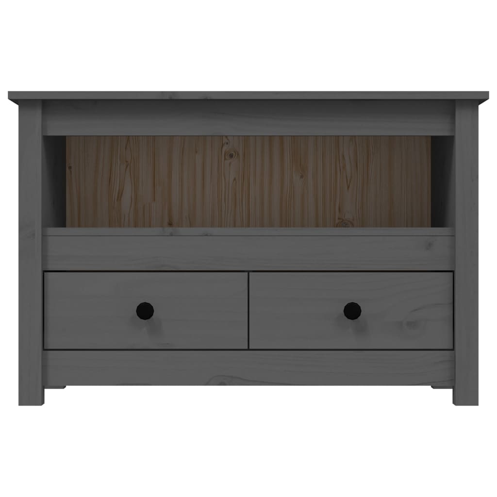 Mobile Porta TV Grigio 79x35x52 cm in Legno Massello di Pino - homemem39