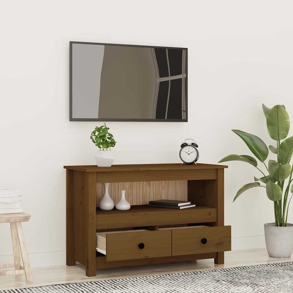 Mobile Porta TV ambra 79x35x52 cm in Legno Massello di Pino