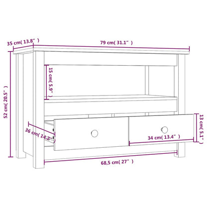 Mobile Porta TV ambra 79x35x52 cm in Legno Massello di Pino