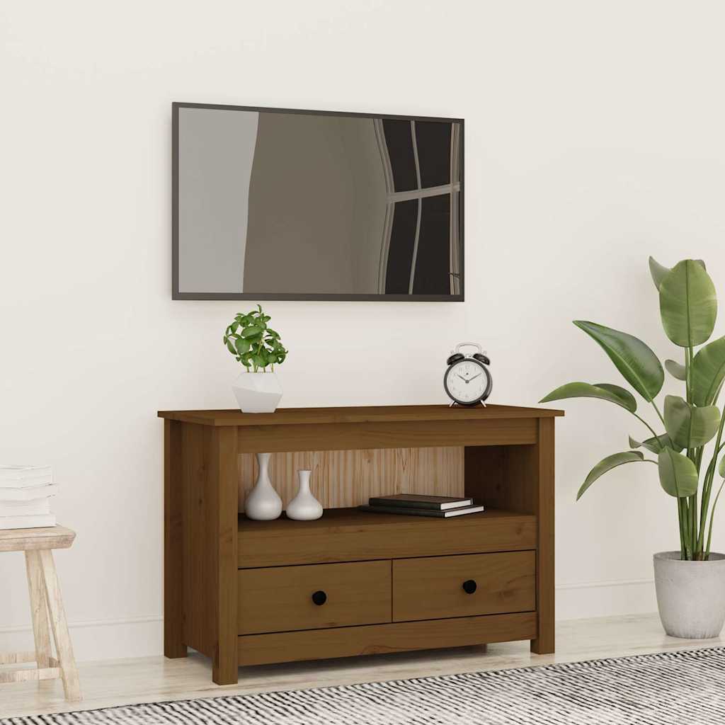 Mobile Porta TV ambra 79x35x52 cm in Legno Massello di Pino