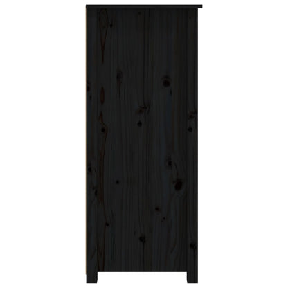 Credenza Nera 83x41,5x100 cm in Legno Massello di Pino - homemem39