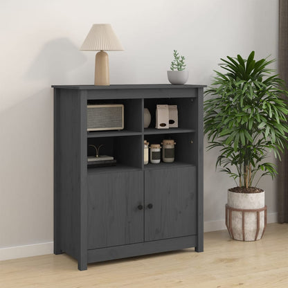 Credenza Grigia 83x41,5x100 cm in Legno Massello di Pino - homemem39