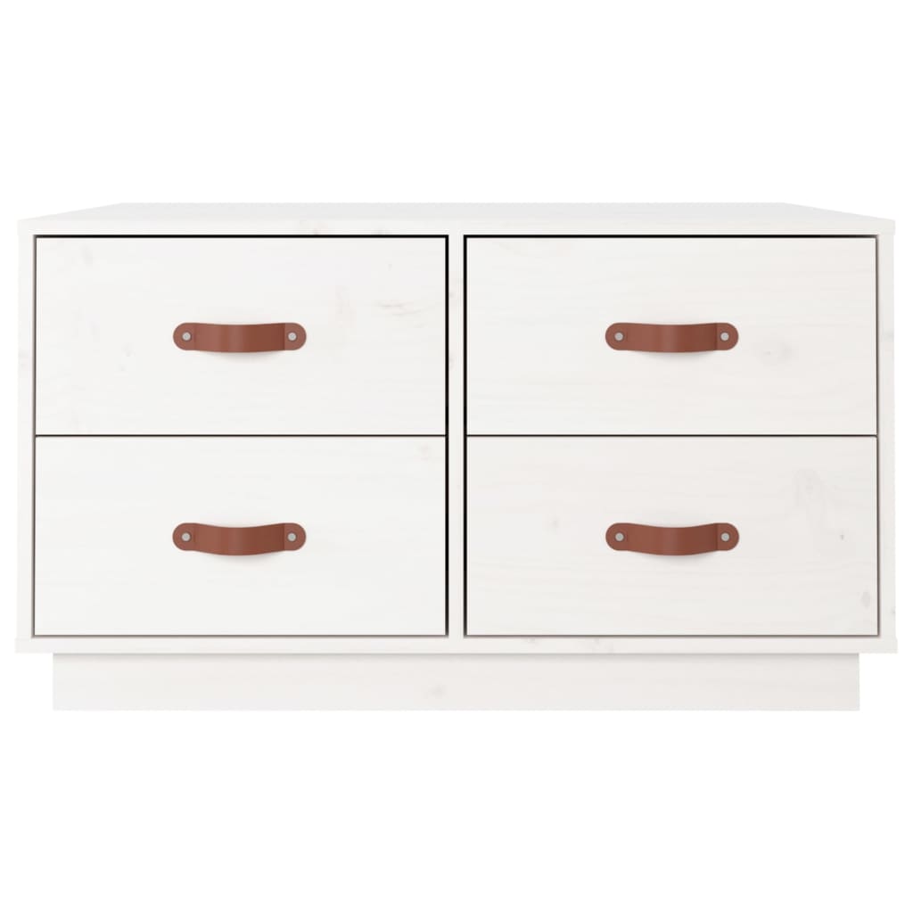 Tavolino da Salotto Bianco 80x80x45 cm Legno Massello di Pino | homemem39