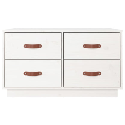 Tavolino da Salotto Bianco 80x80x45 cm Legno Massello di Pino | homemem39