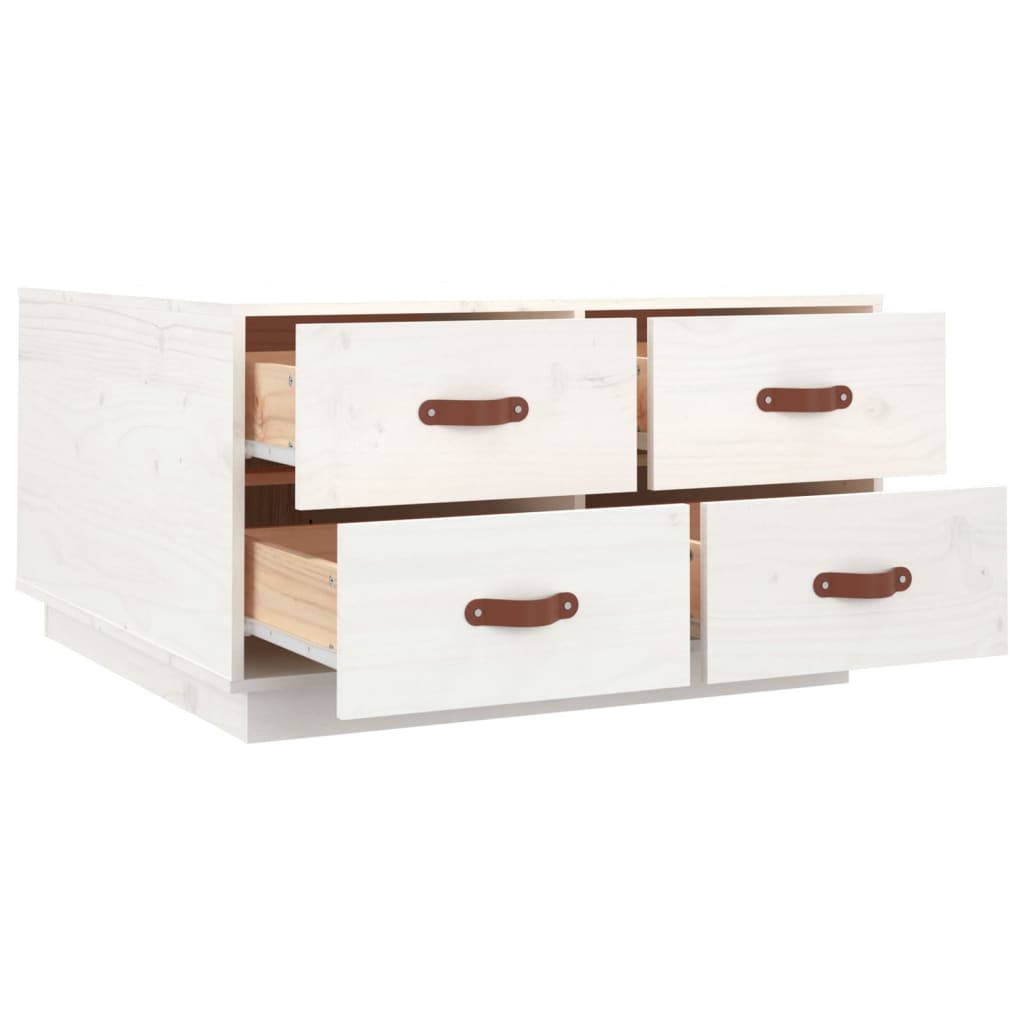 Tavolino da Salotto Bianco 80x80x45 cm Legno Massello di Pino | homemem39