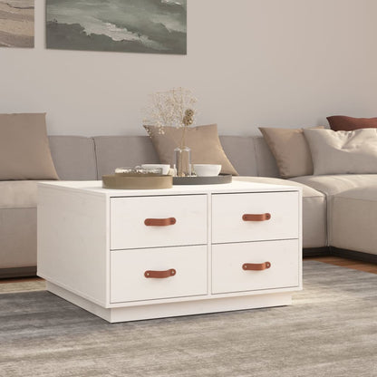 Tavolino da Salotto Bianco 80x80x45 cm Legno Massello di Pino | homemem39