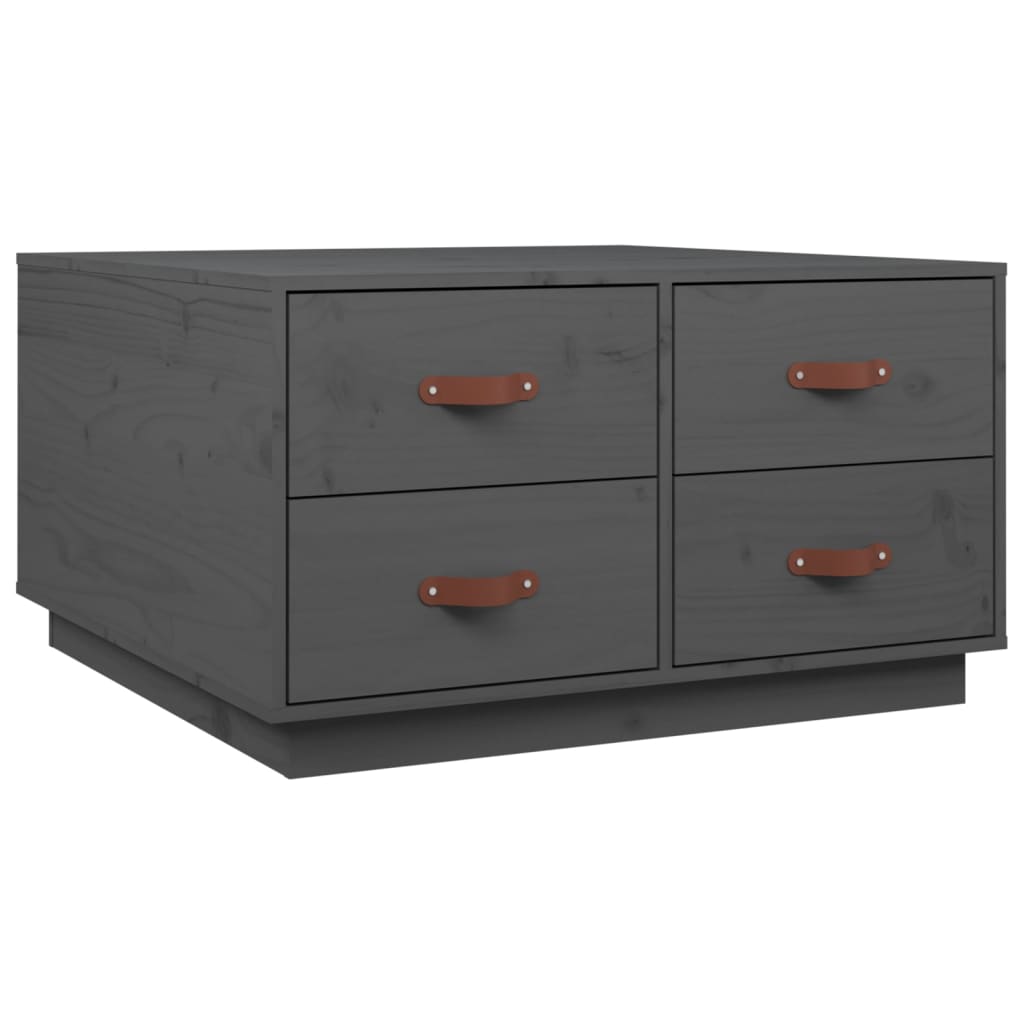 Tavolino da Salotto Grigio 80x80x45 cm Legno Massello di Pino | homemem39