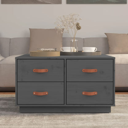 Tavolino da Salotto Grigio 80x80x45 cm Legno Massello di Pino | homemem39