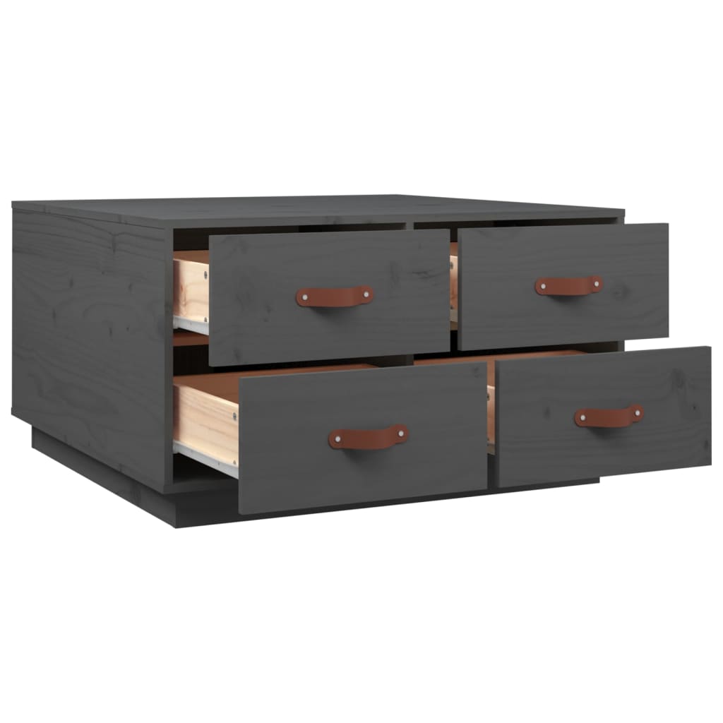 Tavolino da Salotto Grigio 80x80x45 cm Legno Massello di Pino | homemem39