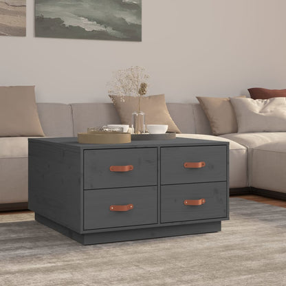 Tavolino da Salotto Grigio 80x80x45 cm Legno Massello di Pino | homemem39