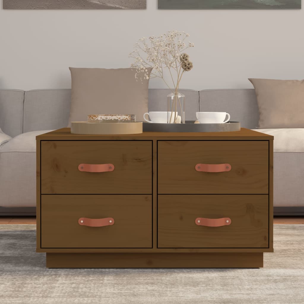 Tavolino da Salotto ambra 80x80x45 cm Legno Massello di Pino | homemem39