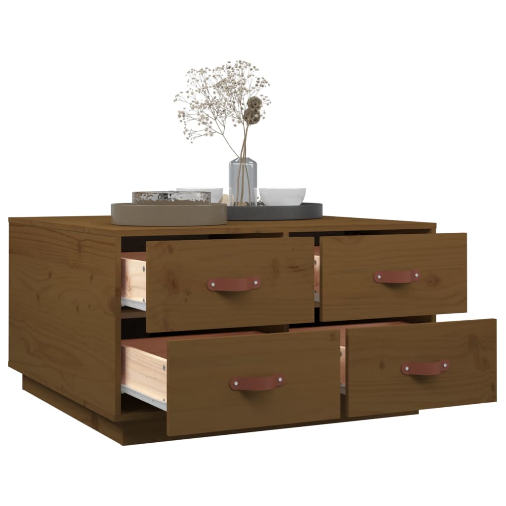 Tavolino da Salotto ambra 80x80x45 cm Legno Massello di Pino | homemem39