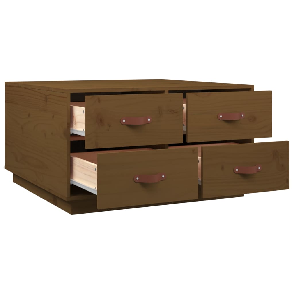 Tavolino da Salotto ambra 80x80x45 cm Legno Massello di Pino | homemem39