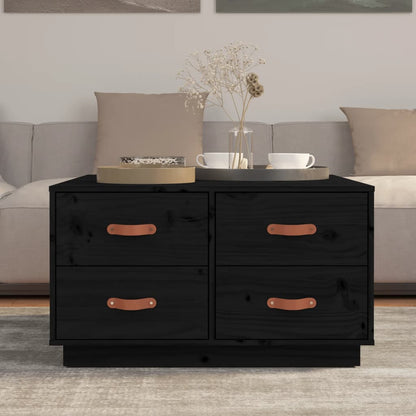 Tavolino da Salotto Nero 80x80x45 cm Legno Massello di Pino | homemem39