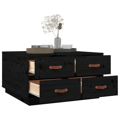 Tavolino da Salotto Nero 80x80x45 cm Legno Massello di Pino | homemem39