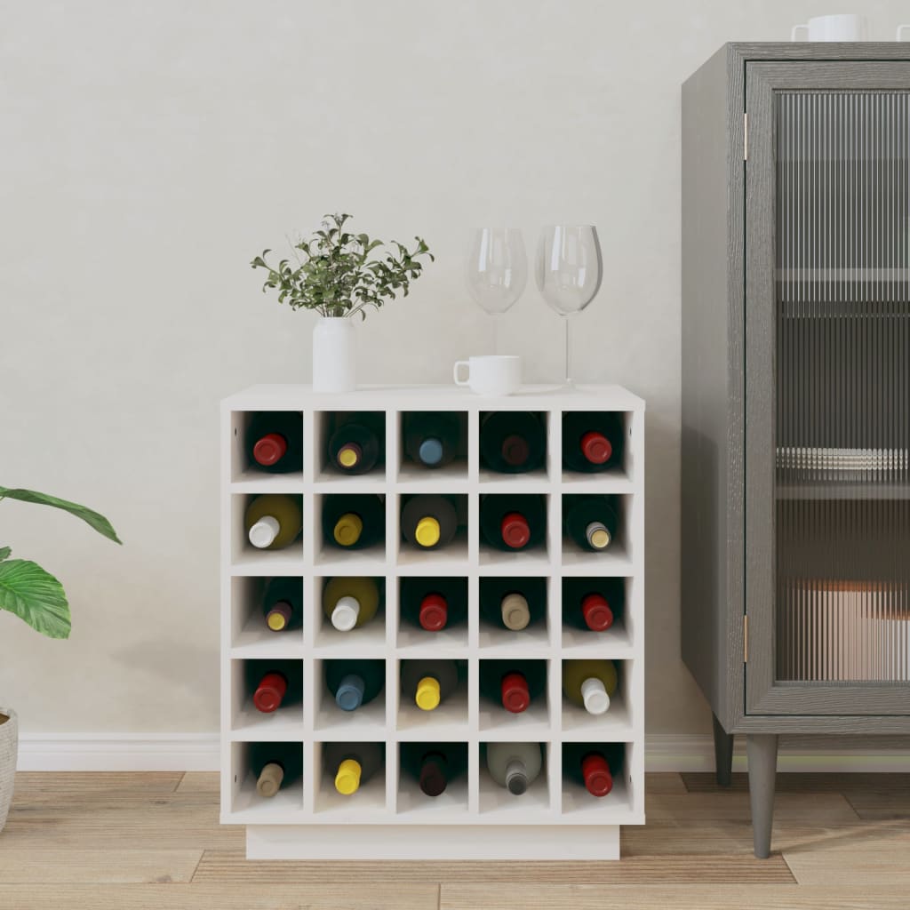 Portabottiglie Bianco 55,5x34x61 cm in Legno Massello di Pino