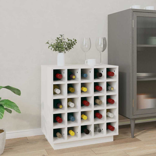 Portabottiglie Bianco 55,5x34x61 cm in Legno Massello di Pino