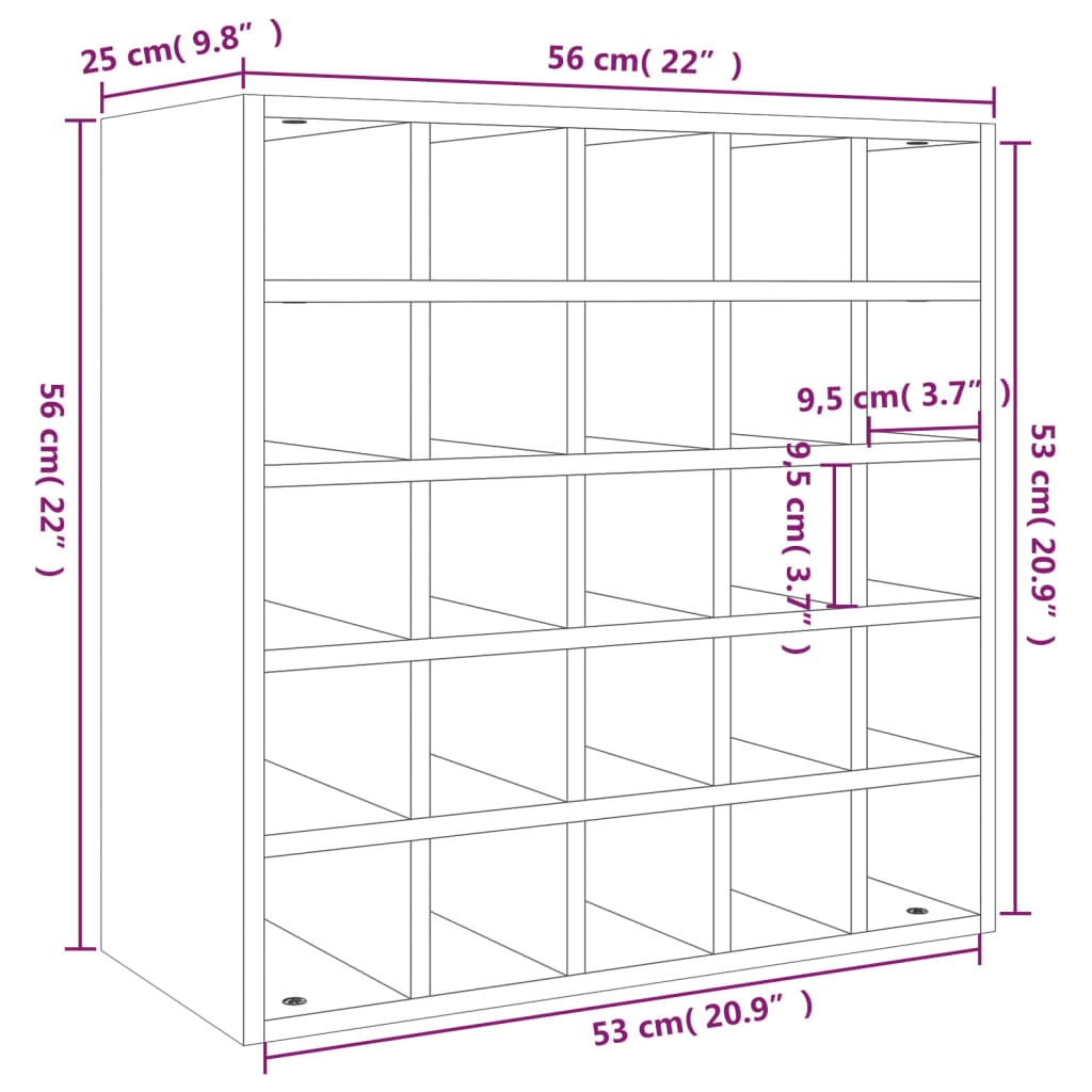 Portabottiglie Bianco 56x25x56 cm in Legno Massello di Pino