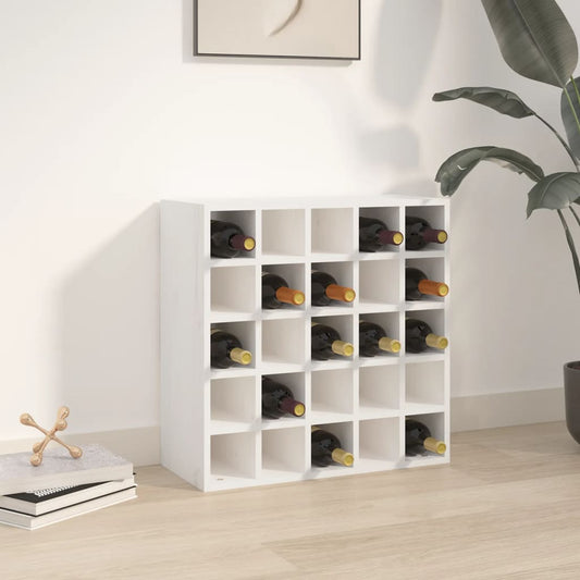 Portabottiglie Bianco 56x25x56 cm in Legno Massello di Pino