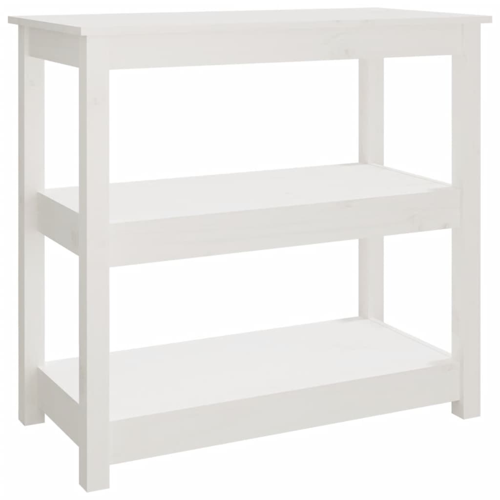 Tavolo Consolle Bianco 80x40x74 cm in Legno Massello di Pino - homemem39