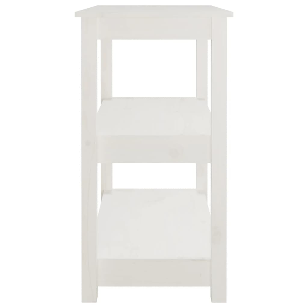 Tavolo Consolle Bianco 80x40x74 cm in Legno Massello di Pino - homemem39
