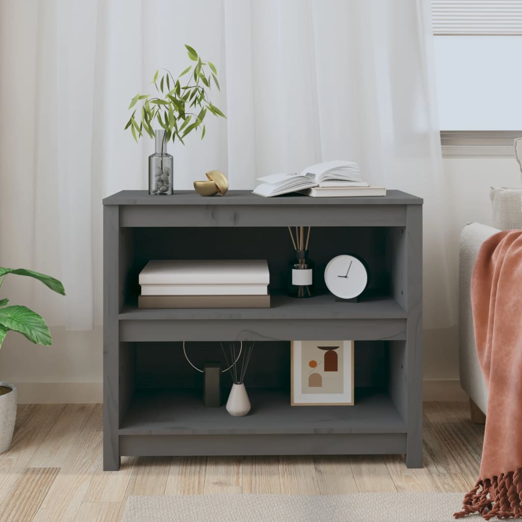 Libreria Grigia 80x35x68 cm in Legno Massello di Pino | homemem39