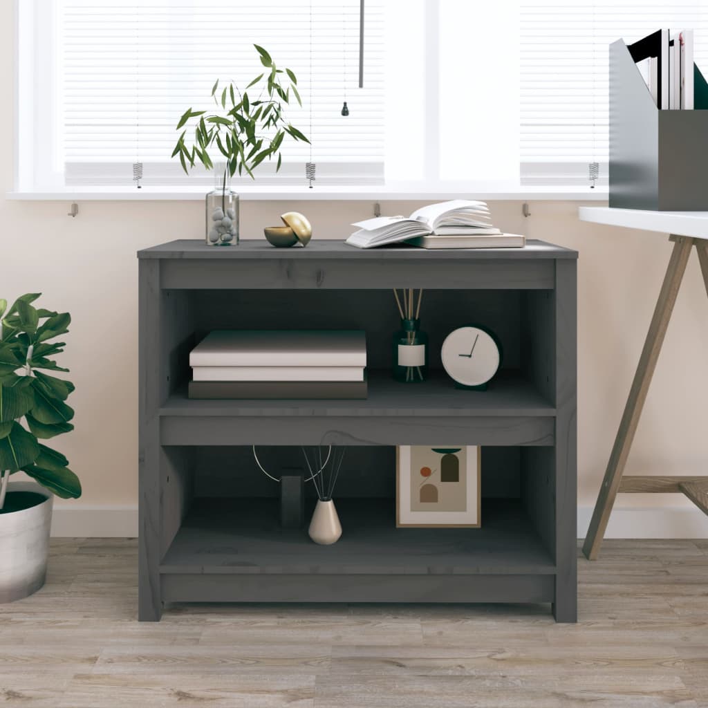 Libreria Grigia 80x35x68 cm in Legno Massello di Pino | homemem39