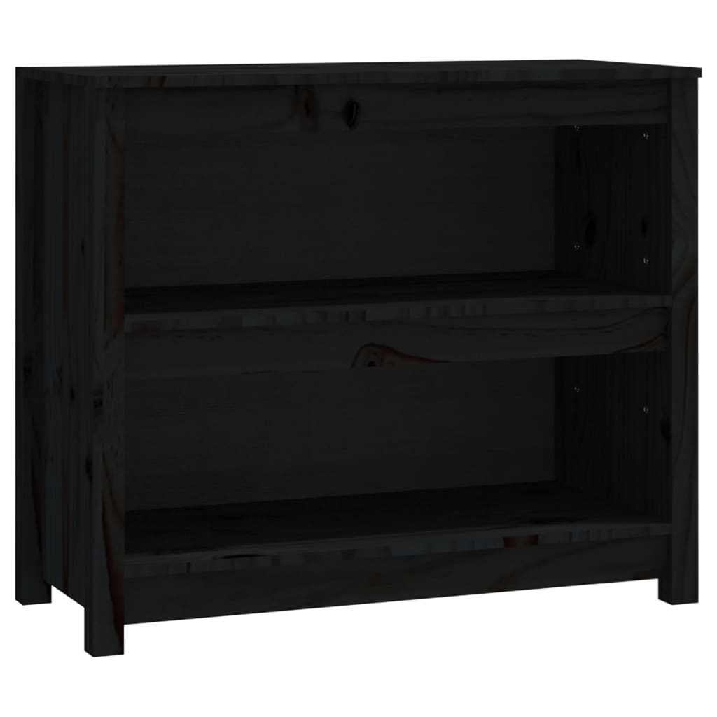 Libreria Nera 80x35x68 cm in Legno Massello di Pino | homemem39