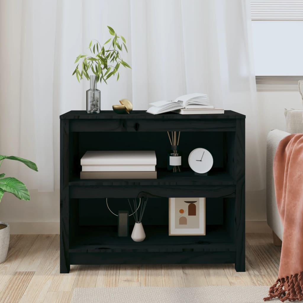 Libreria Nera 80x35x68 cm in Legno Massello di Pino | homemem39