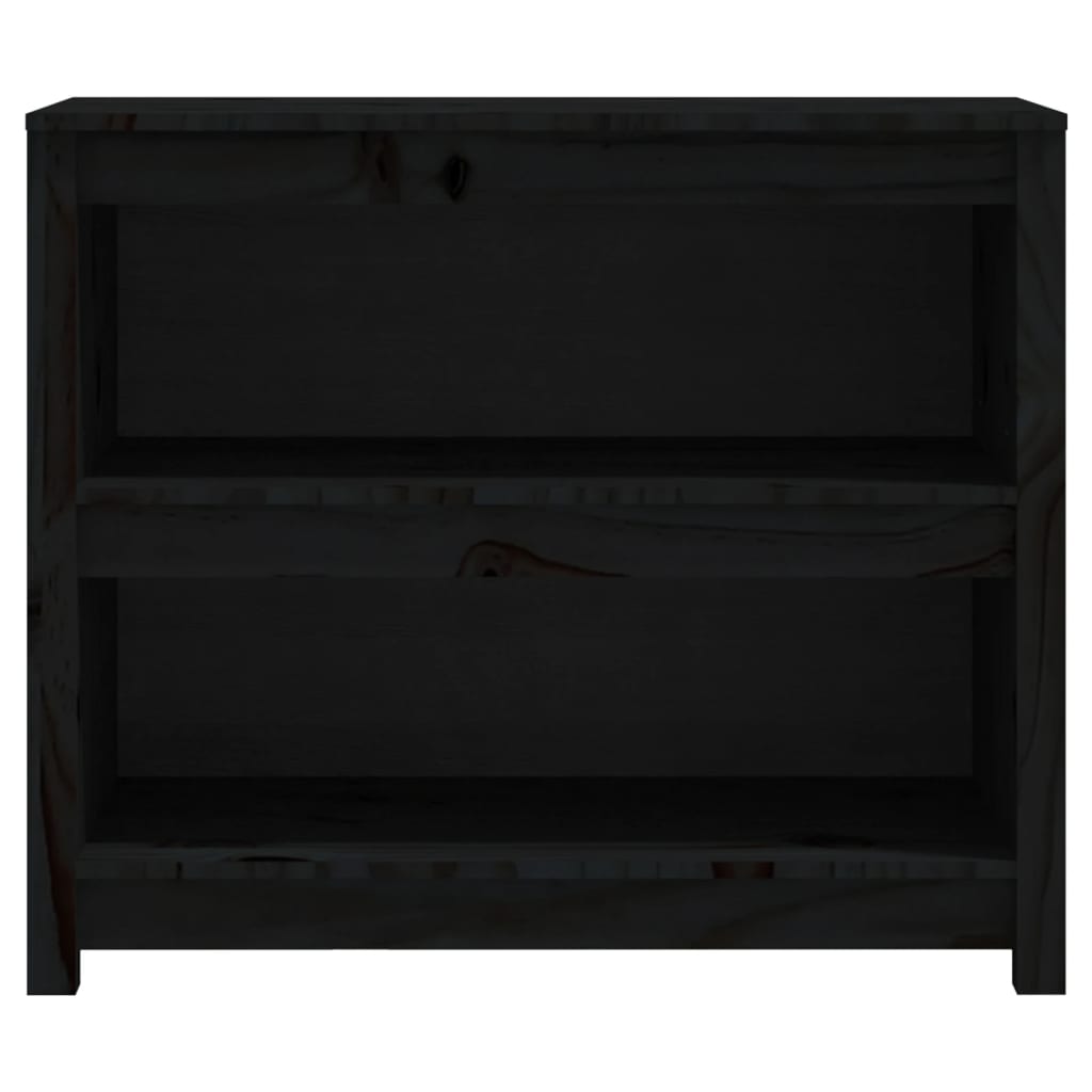 Libreria Nera 80x35x68 cm in Legno Massello di Pino