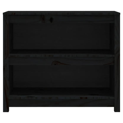 Libreria Nera 80x35x68 cm in Legno Massello di Pino