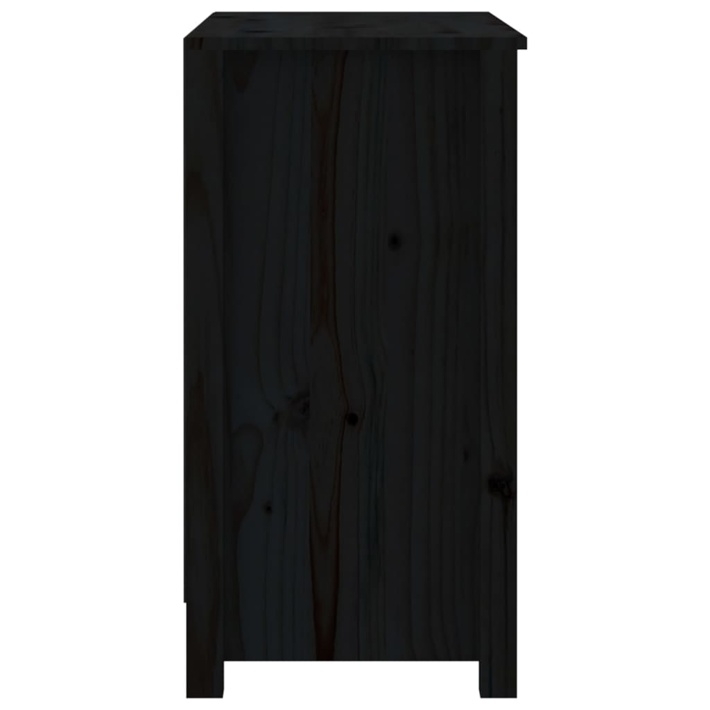 Libreria Nera 80x35x68 cm in Legno Massello di Pino