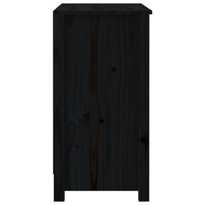 Libreria Nera 80x35x68 cm in Legno Massello di Pino