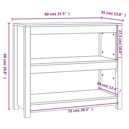 Libreria Nera 80x35x68 cm in Legno Massello di Pino