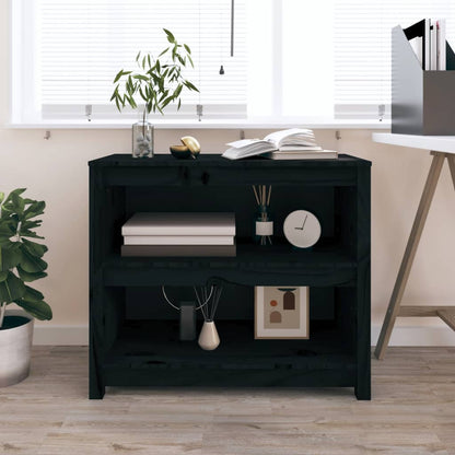 Libreria Nera 80x35x68 cm in Legno Massello di Pino | homemem39