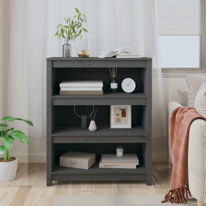 Libreria Grigia 80x35x97 cm in Legno Massello di Pino | homemem39