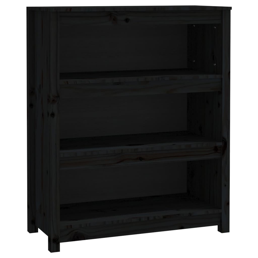 Libreria Nera 80x35x97 cm in Legno Massello di Pino | homemem39