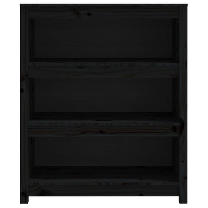 Libreria Nera 80x35x97 cm in Legno Massello di Pino