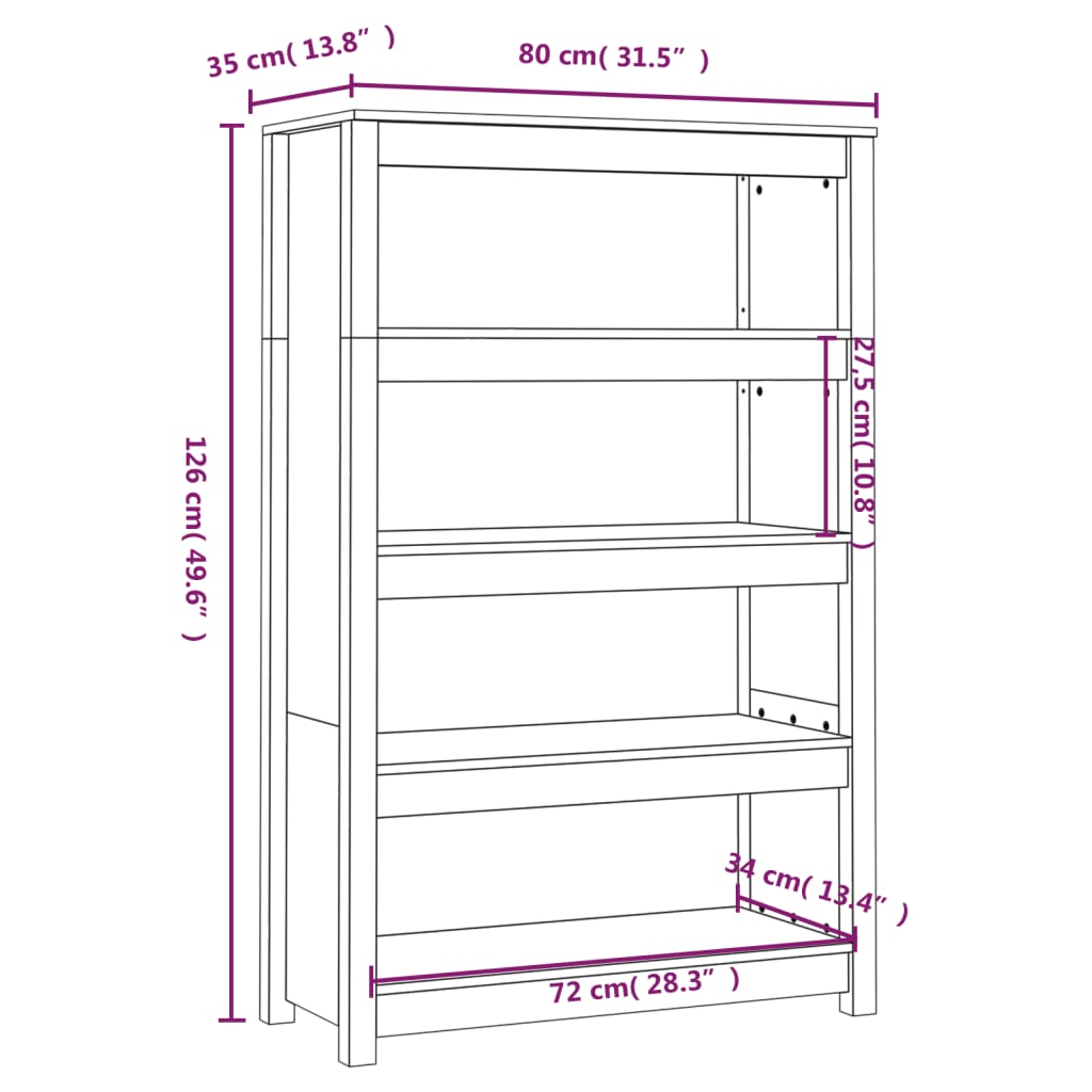 Libreria Grigia 80x35x126 cm in Legno Massello di Pino | homemem39