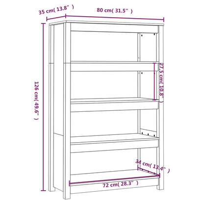 Libreria Grigia 80x35x126 cm in Legno Massello di Pino
