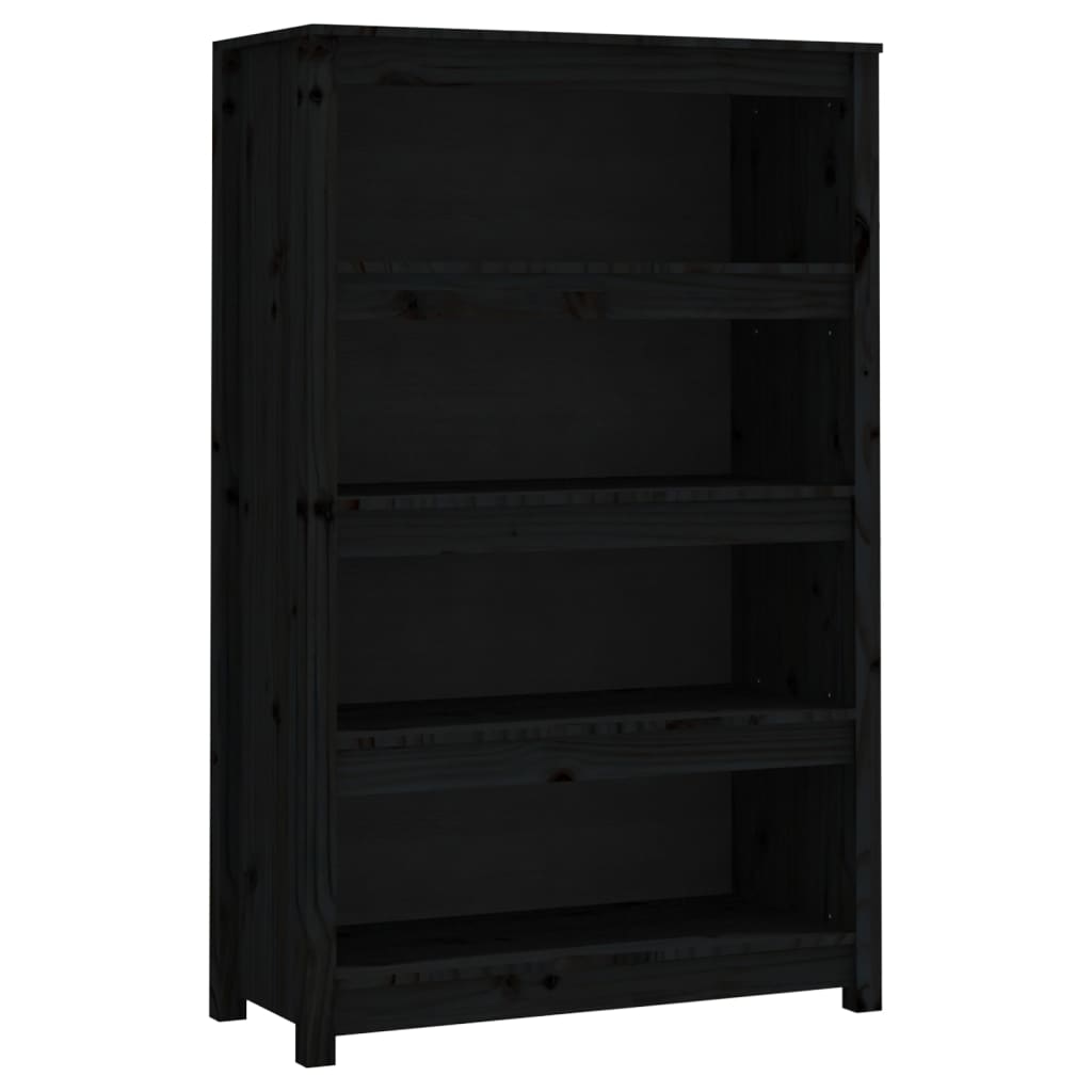 Libreria Nera 80x35x126 cm in Legno Massello di Pino | homemem39